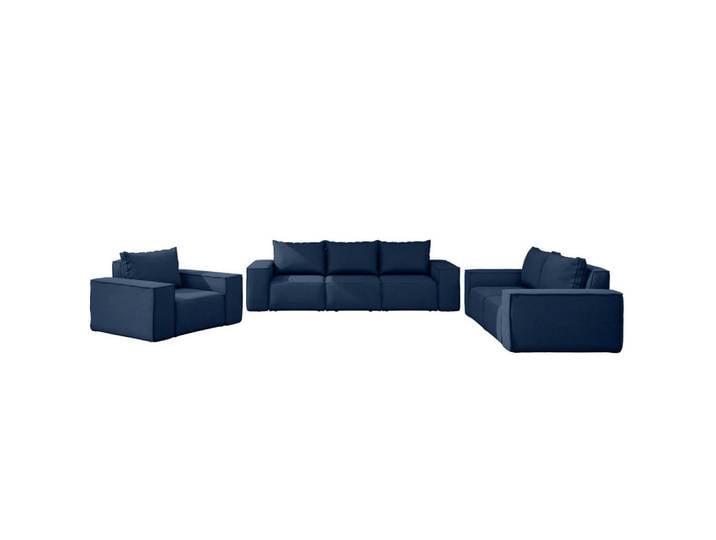 Kaiser Möbel Loungegarnitur Gartenmöbel set 3 2 1 für den Garten, Terrasse, gartenmöbel lounge set Sonne Exclusicve Marineblau, Dunkelblau, Holz, Gartenmöbel, Gartengarnituren, Gartenmöbel-Sets
