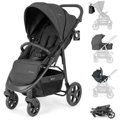 Kombi-Kinderwagen BABYGO "Evolution", Kinder, schwarz, Aluminium, Stahl, Kinderwagen, mit Babywanne, Babyschale, Wickeltasche und Sportsitz