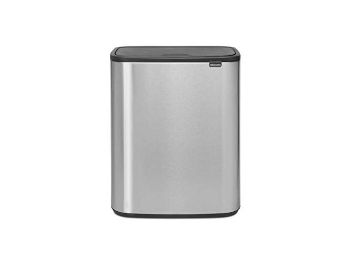 Brabantia Bo Touch Mülleimer — 2 x 30-Liter-Inneneimer (matter Stahl, fingerabdruckfest) Müll-/Recycling-Kücheneimer mit herausnehmbaren Fächern und Müllbeuteln