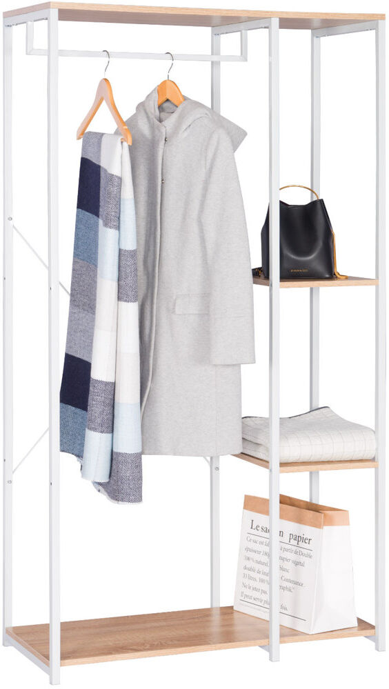Borough Wharf Makowski 90cm Clothing Rack White/Light Oak 60cm L