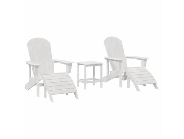 Coespram Gartenmöbel Set 3-teilig Polyethylen Balkonmöbel Weiß Bequemes Sitzset mit Armlehnen und Beistelltisch für Terrassen, Veranden und gemütliche Sitzecken im Außenbereich.