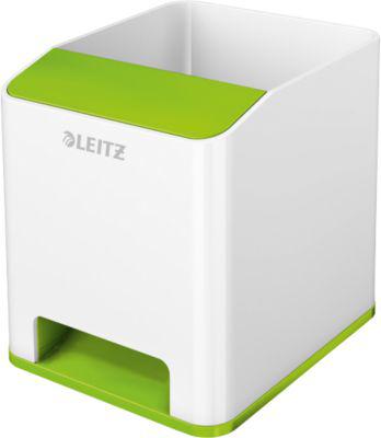 Stiftehalter Leitz WOW Sound, 1 Fach, Smartphone-Fach mit Soundverstärkung, weiß/grün