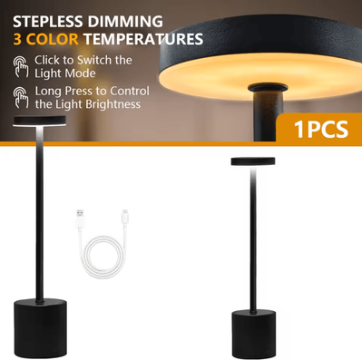 Inspire Curations Rechargeable I Shape LED Table Lamp Dimmable Vintage Bedside Mood Light style A Black