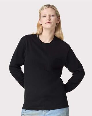American Apparel AA9410 Super Heavyweight Long Sleeve Pocket Top in Black size 2XL   80/20 ring-spun cotton/polyester 9410
