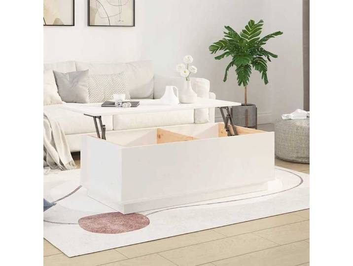 ESTINK® Table basse Table à café Table d'appoint Blanc 100x50x35 cm Bois massif de pin @@923