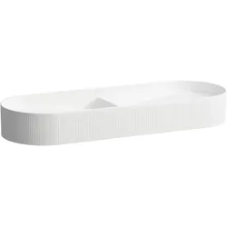 Doppelwaschtisch-Schale SONAR 370x1000x140 ohne Hahnloch ohne Überlauf mit Textur außen weiß