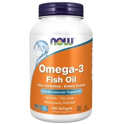 Omega-3 Fischöl, 180 molekular destillierte & magensaftresistente Weichkapseln