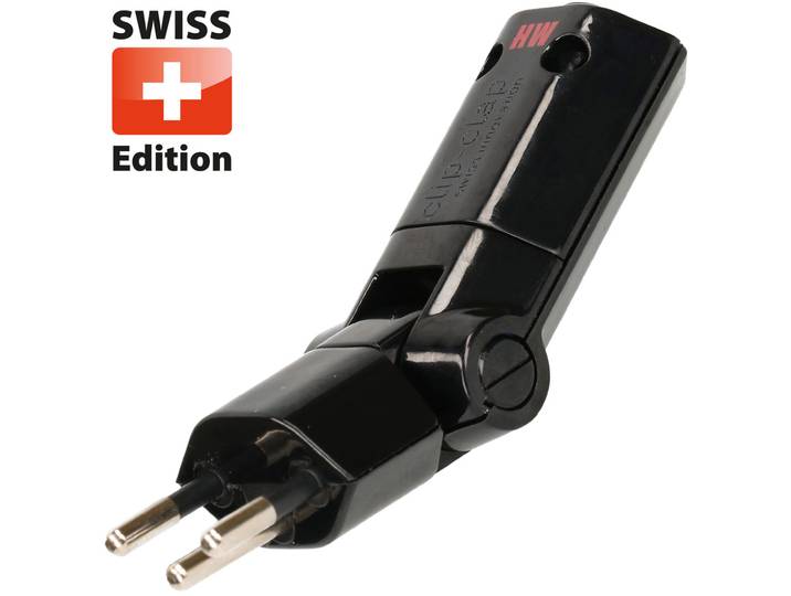 Stecker, Typ 12, klappbar und drehbar, schwarz