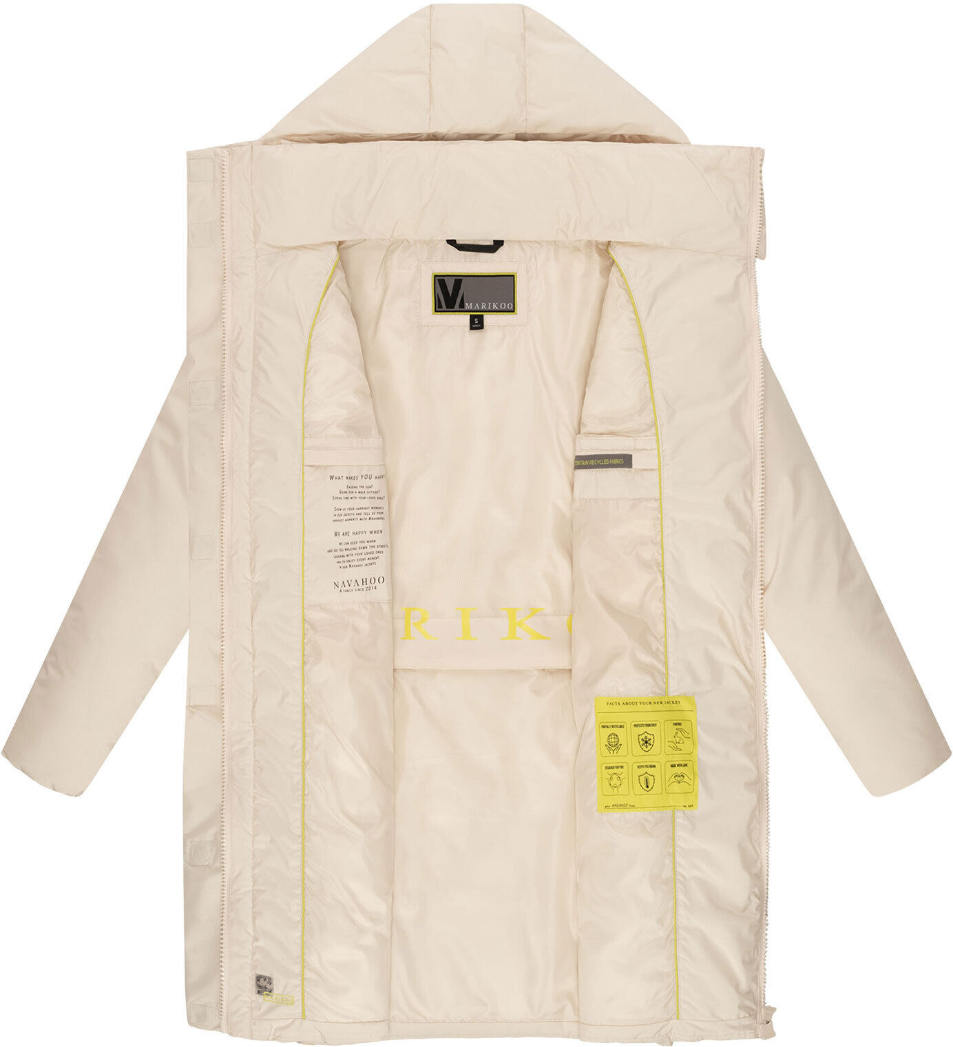 Winterjacke MARIKOO "Marikoo Nanami Damen Winterjacke N023", Damen, Gr. S, beige (cream), Obermaterial: 100% Polyester PES., Jacken Winterjacke