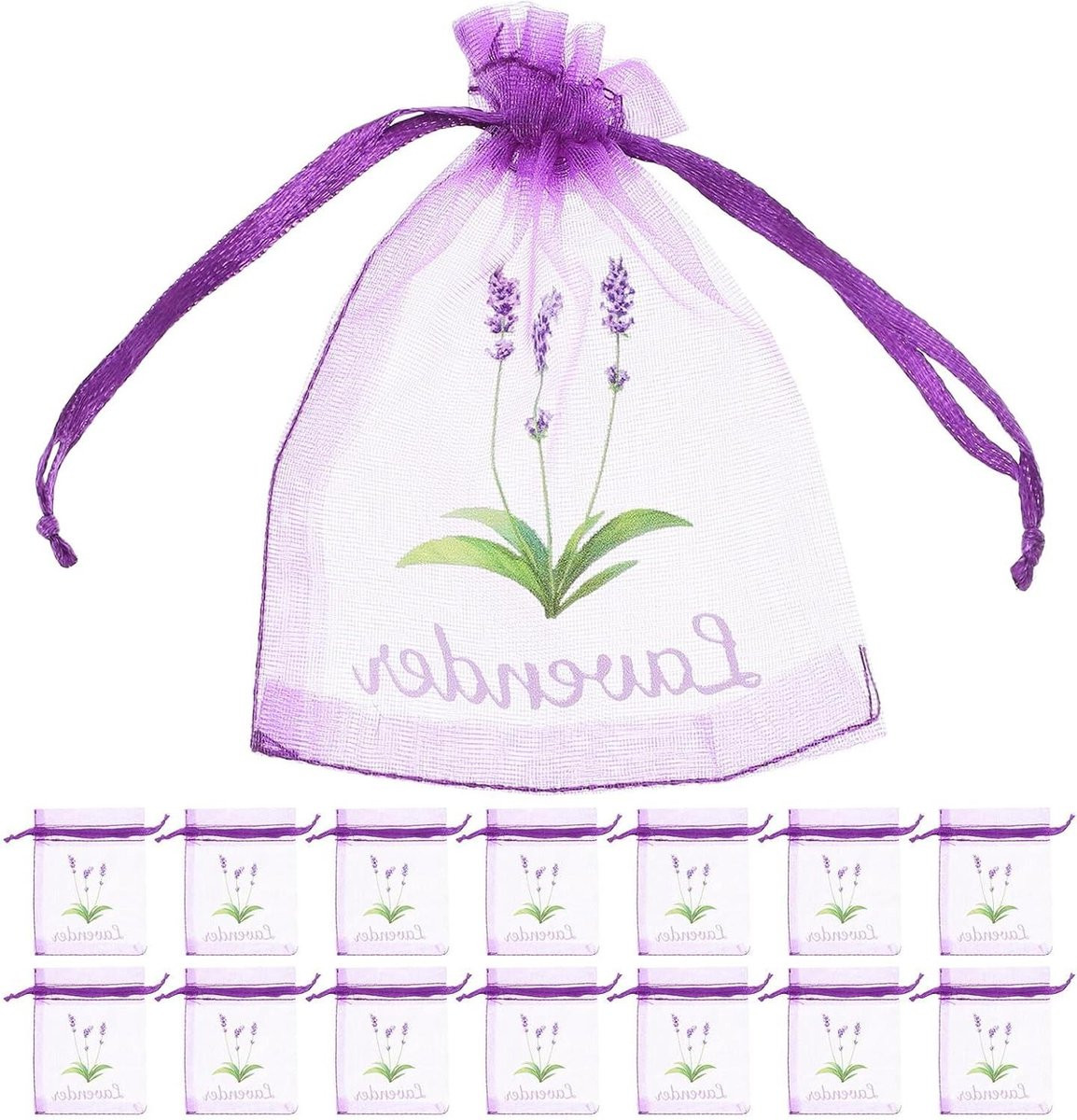 Paarse lege lavendelzakjes voor aromatherapie - Geurzakjes van ademend gaas - 9 x 7 cm