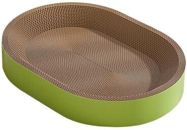 Uplift Treasures Oval Cardboard Cat Scratcher Bed m Green