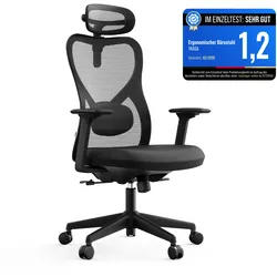 Yaasa Chair Plus, Schwarz - Ergonomischer Bürostuhl mit Universalrollen