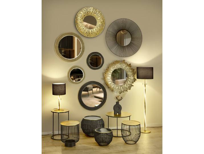 Miroir mural Dimov type A Ø 80cm Doré fer peint 80 x 80 x 9cm
