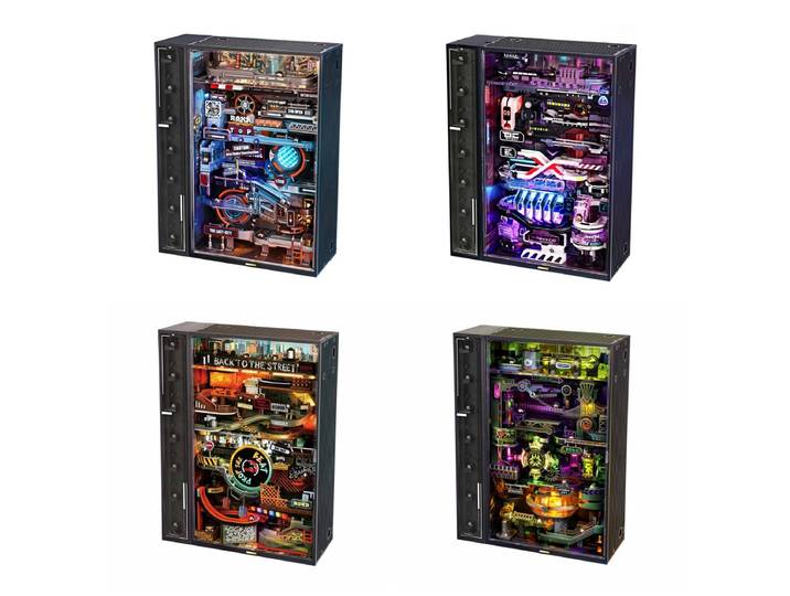 Robotime Rokr Marble Run Cyberpunk – Cadeau, Modèle de Puzzle 3D, Décoration de Jeu, Décoration Automatique DIY pour la Maison, pour Hommes