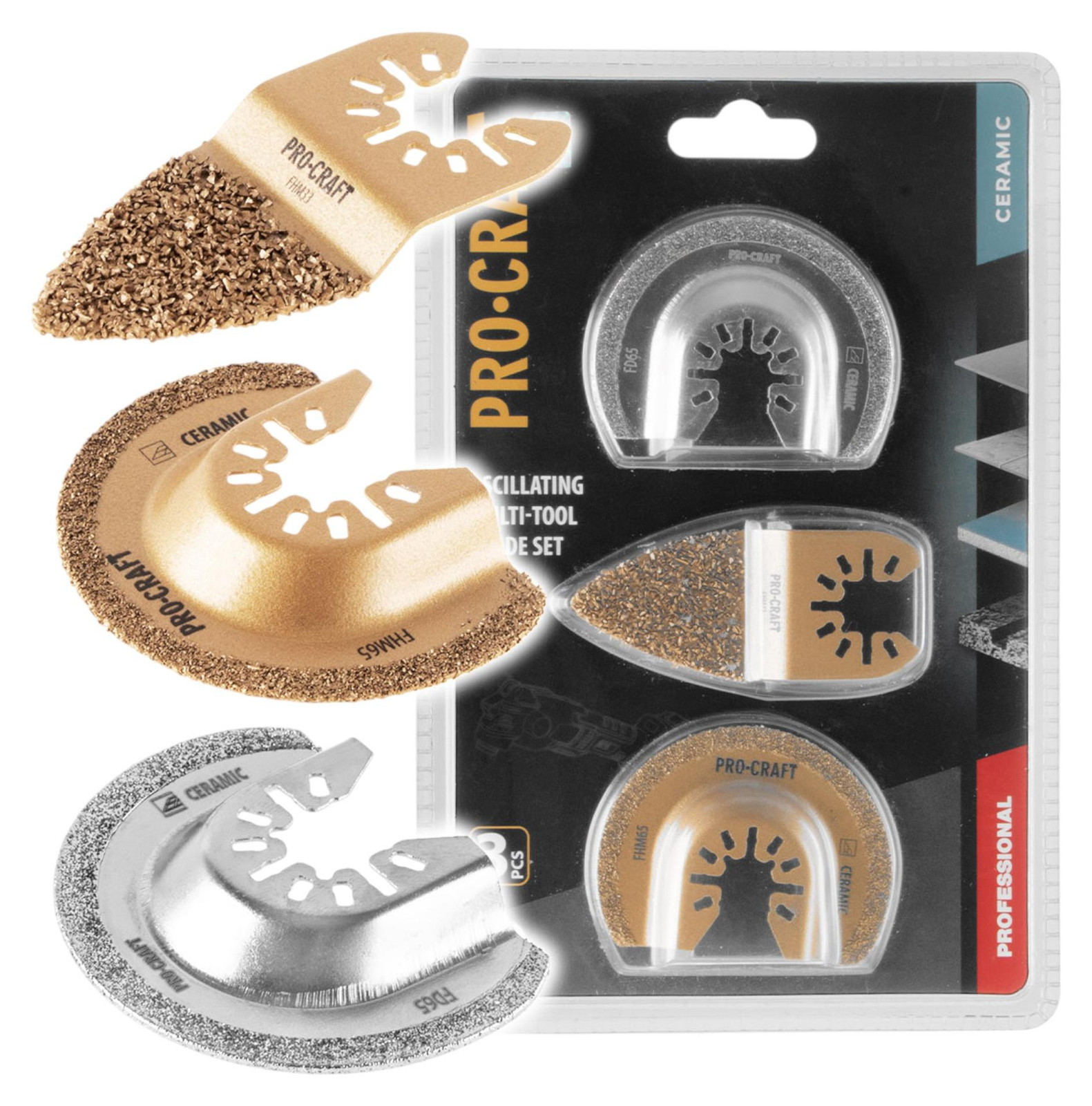 Procraft MB2 accessoireset voor oscillerende multifunctionele gereedschappen, 3-delig