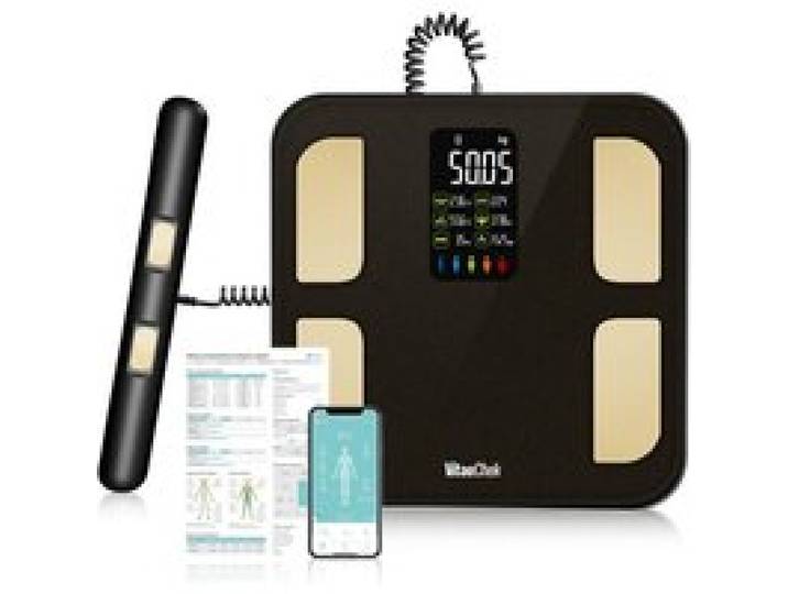 Balance Connectée Bluetooth à 8 Électrodes 18 Paramètres de Santé IMC Masse Grasse Application Incluse