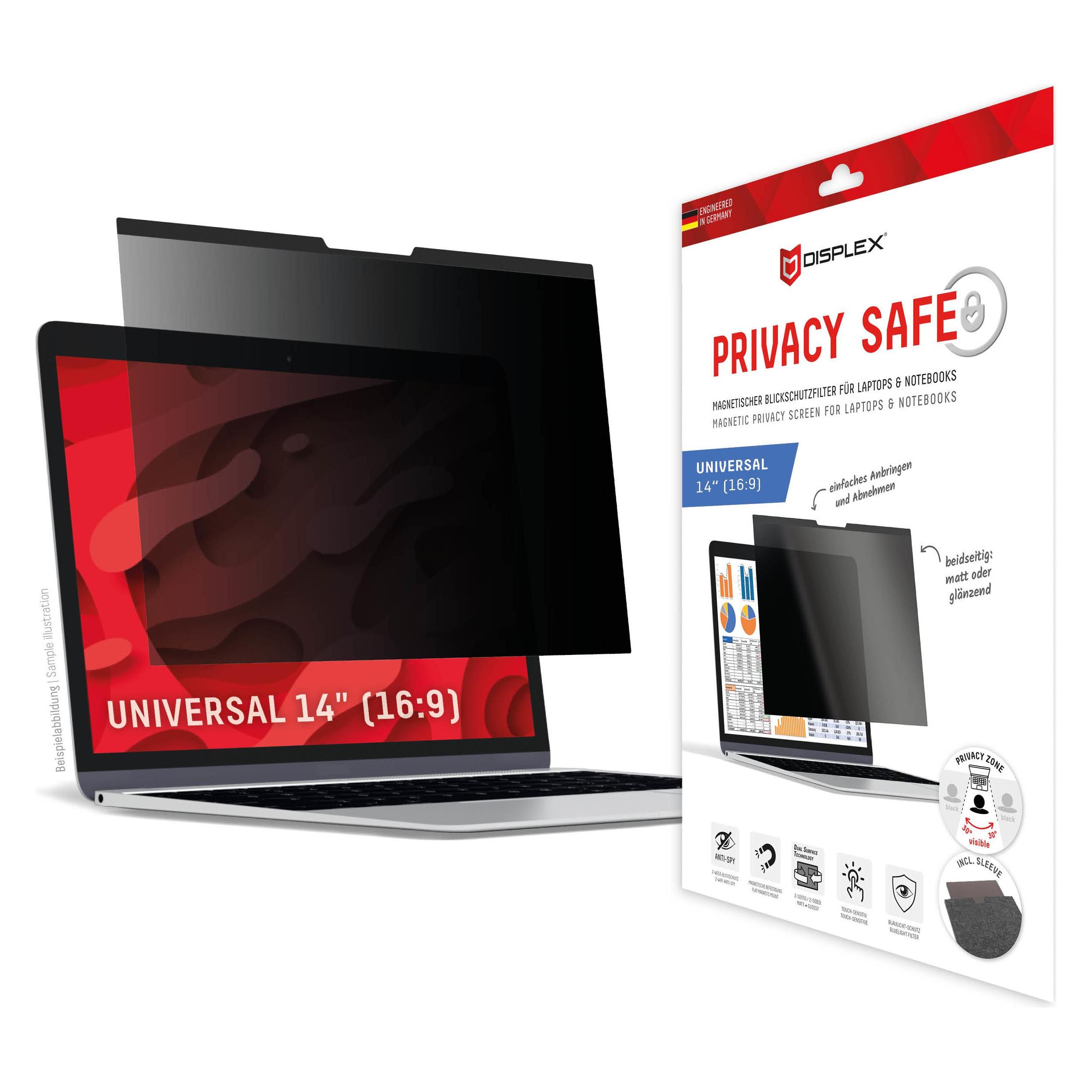 Displex Privacy Safe, Laptop Blickschutzfilter (14", 16:9) (01762)