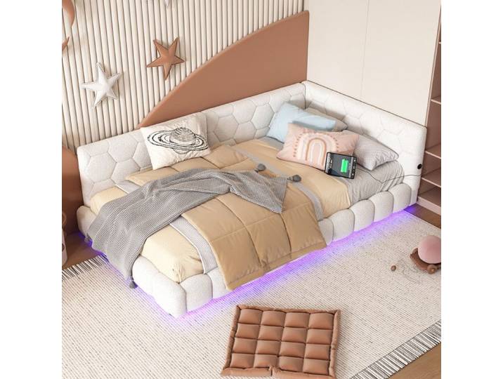 Daybed - MUVOE - 90x200 cm - 16 couleurs LED - Chargeur USB - Montage facile