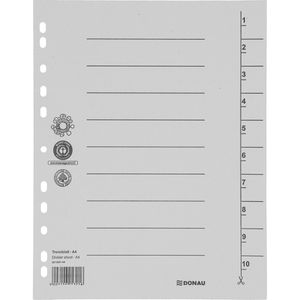 DONAU Trennblätter 8610001-13, A4, grau, 250g/m² Karton, 100 Stück