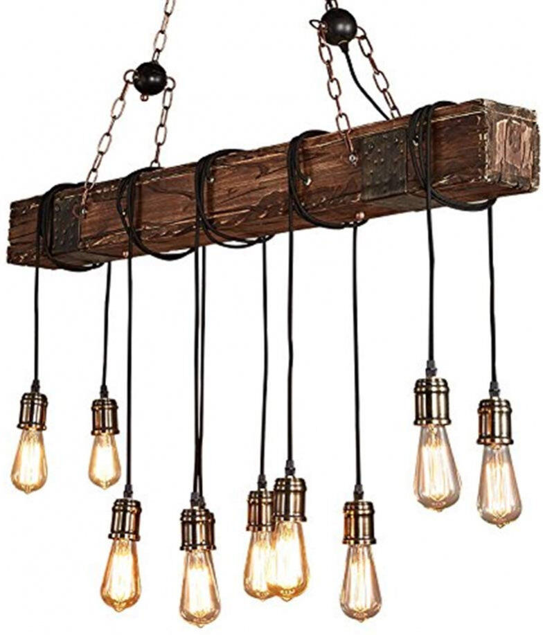 Mercer41 Aldrich 10 - Light Kitchen Island Linear Pendant Wood