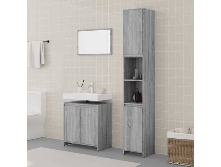 Joli & Fonctionnel - Ensemble de meubles de salle de bain - avec stockage - 3 pcs Sonoma gris - pour WC kda8325423