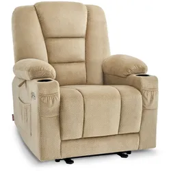 M MCombo Fernsehsessel elektrisch verstellbar 7008, Relaxsessel mit Liegefunktion, TV Sessel mit Massage & Wärmefunktion, USB & Getränkehalter, Wohnzimmer