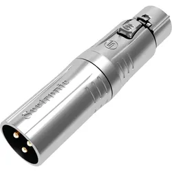 Seetronic XLR 3P male to XLR 5P female Goldkontakte - silberfarbenes Gehäuse