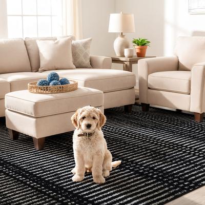 World Rug Gallery Contemporary Minimalistic Stripe LInes Area Rug