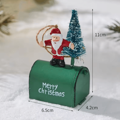 Inspire Picks Festive Wrought Iron Christmas Decorative Mailbox Ornament santa Claus