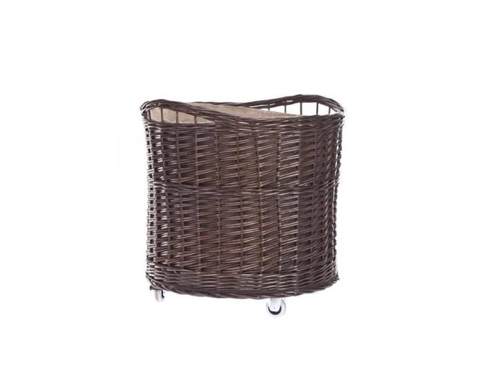 Panier à linge - Rond - Osier gris - Doublure en jute - Roulettes