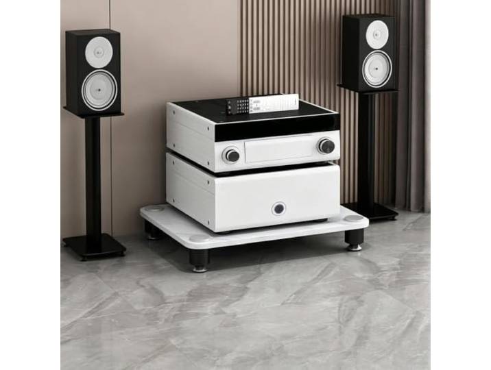 ZSCNYHMT HiFi-Rack, Audio-Ständer Mit Mehrstöckigem Aufbewahrungsdesign Mehrstöckiger Stauraum, abgerundete Kanten, rutschfeste Füße, für Wohnzimmer und Audio-Setups(A,10cm/4in)