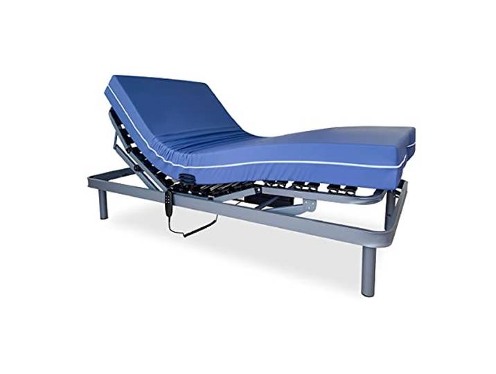 DUÉRMETE ONLINE Ergomedic Pro Elektrisches Bett, mit Gelenkverstärkung, mit Sanipur-Matratze, Holz, Anthrazit, 90 x 190 cm