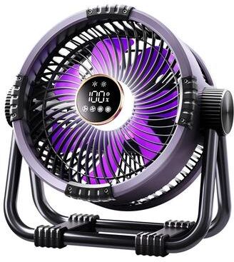 Uplift Picks Rechargeable Camping Fan With Light 20000mAh Portable Tent Ceiling Fan With Hook gray
