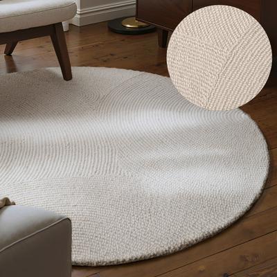 Wollteppich HANSE HOME "Calmio, auch als Läufer und in rund", beige (natur weiß), H:18mm Ø:150cm, Wolle, Teppiche, Handgetuftet, Wolle, Natur, Wohnzimmer, Schlafzimmer, Skandi, Hygge