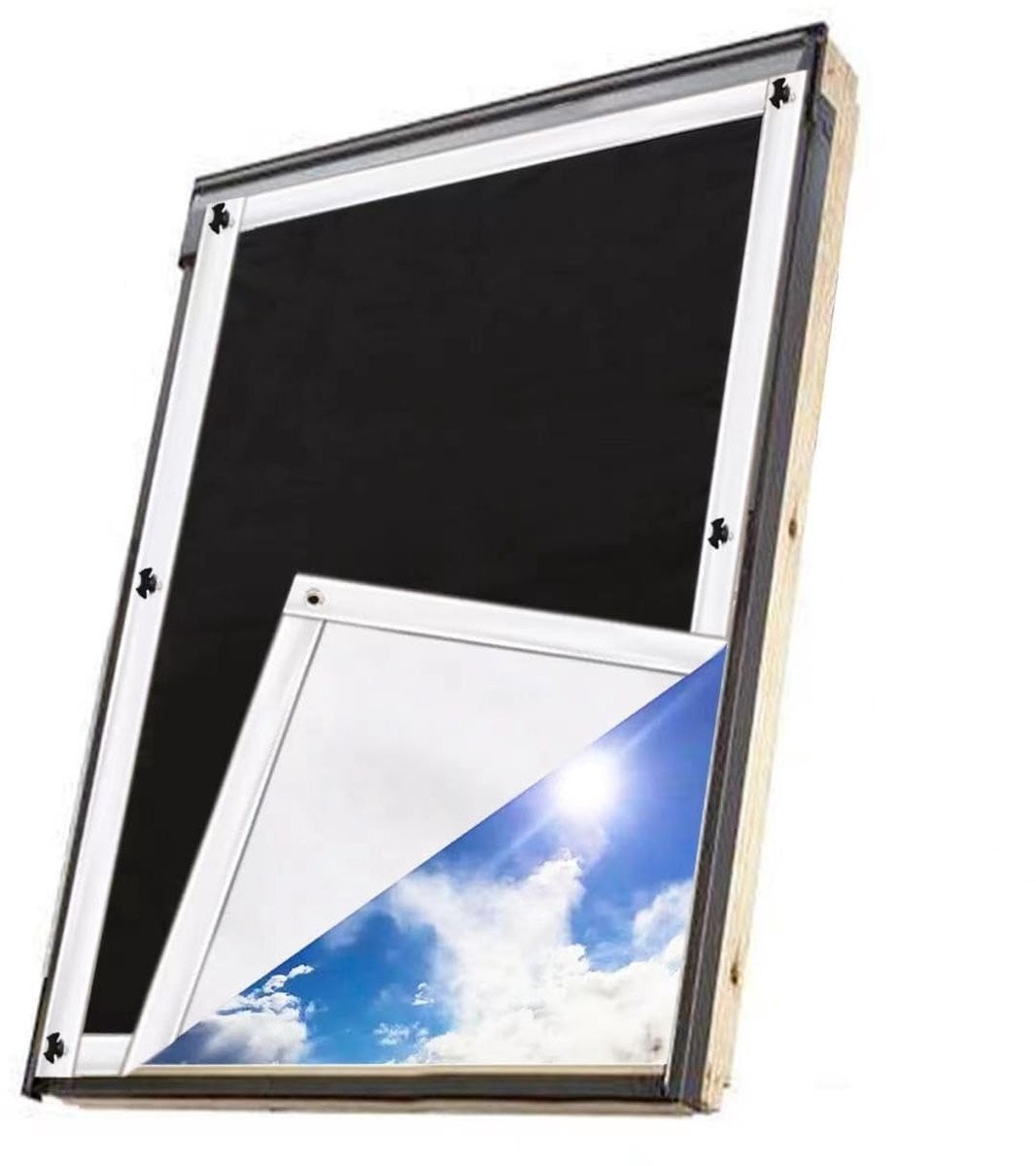 Johgee Verduisteringsrolgordijn zonder boren voor Roto, thermisch verduisteringsgordijn met zuignap, 43 x 118 cm