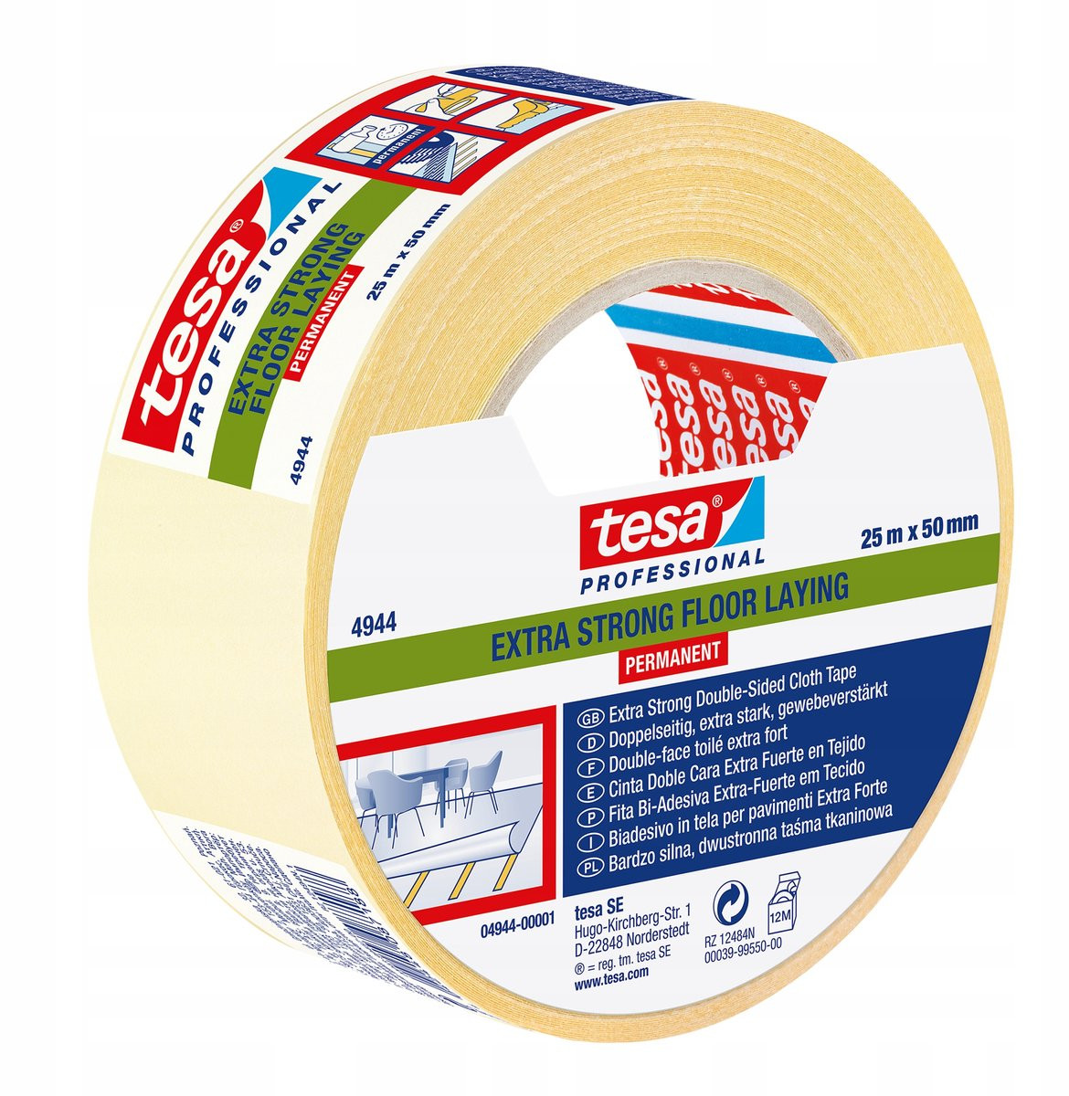 tesa tesafix 4944 Dubbelzijdige tape EXTRA STRONG Wit 25 m x 50 mm