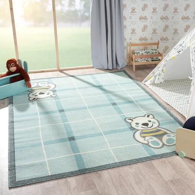 KALATY Kids Teddy Bear Plaid Area Rug