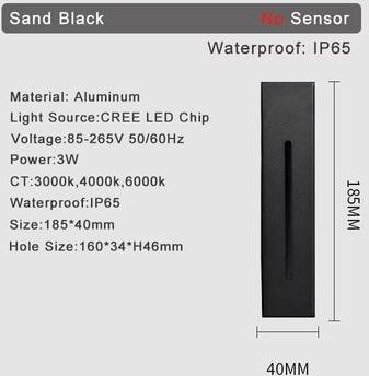 Inspired Finds Smart Motion Sensor LED Stair Wall Light Recessed Step Lamp 3W sand Black 6000k Cold Light