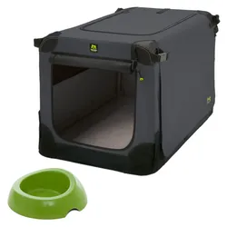 Maelson Soft Kennel anthrazit 52 cm + Biod Bowl - Transportbox und Futternapf für Hunde