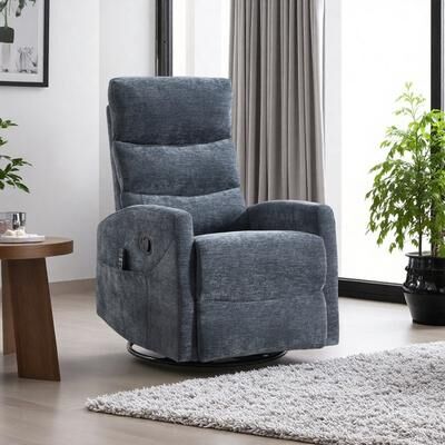Manual Recliner Chair with Rocking & 360° Swivel, Heat Massage for Living Room