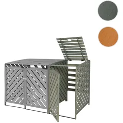 XL 1er-/2er-Mülltonnenverkleidung Erweiterung HWC-J44, Mülltonnenbox, 120x68x98cm Holz MVG-zertifiziert ~ grau