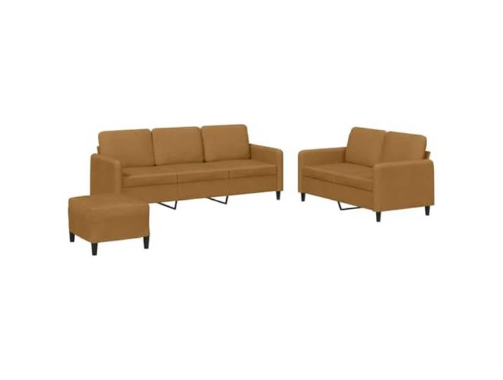 KUTYWEXFM 3-tlg. Sofagarnitur Samt Couch Set mit Hocker Braun Elegantes Polstermöbel Set aus weichem Samt mit Fußhocker für Ihr Wohnzimmer. Dicke Polsterung sorgt für Komfort.