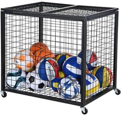 Tools, Home & Hobby Rolling Sports Ball Storage Cart With Lockable Steel Cage Organizer Rolling Sports Ball Storage Cart With Lockable Steel Cage Organizer