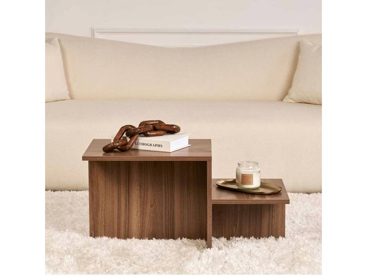 Table basse moderne double hauteur MARFA - Noyer