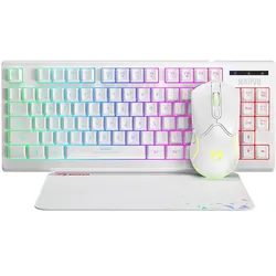 Marvo CM310WH 3in1 Gaming Keyboard, Mouse and Mouse Pad Combo - White (Eng. Int., Kabelgebunden), Tastatur, Weiss