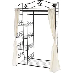 METALL-GARDEROBE MIT VORHANG Schwarz