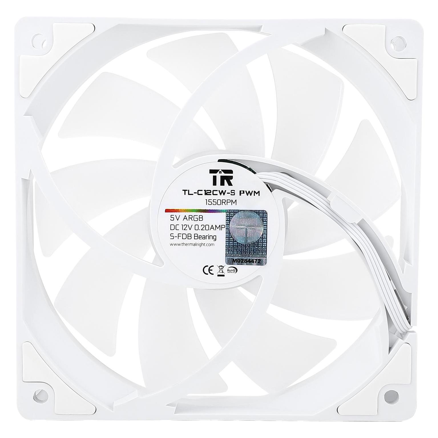Thermalright TL-C12C-S, ARGB, - case fan, white (120 mm, 1x) (TL-C12CW-S)