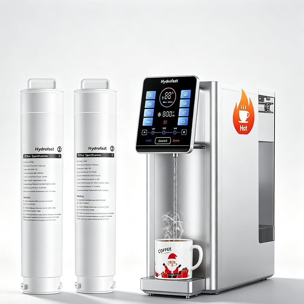 Hydrofast W100 Tisch-Wasserfilter inkl. HF02 RO Filter & HF03 4-in-1 Filter, UV, 0,0001μm, Heißwasser-System