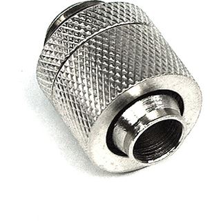 Aquatuning 13/10mm (10x1,5mm) Anschraubtülle G1/4 - gerändelt - silber vernickelt
