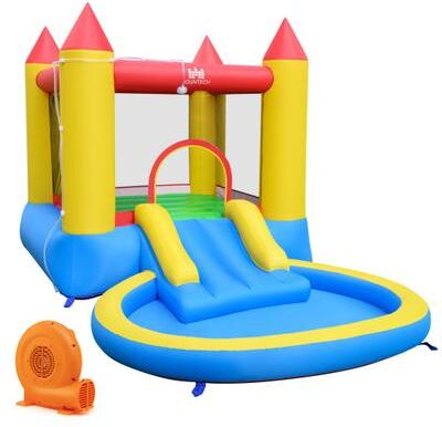 Costway Kids Water Park Wet Dry with Splash Pool and 380W Blower